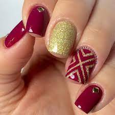 Red and Golden Nail Design
